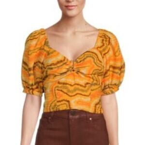Sam Edelman Karen Puff Sleeve Cropped Blouse size M